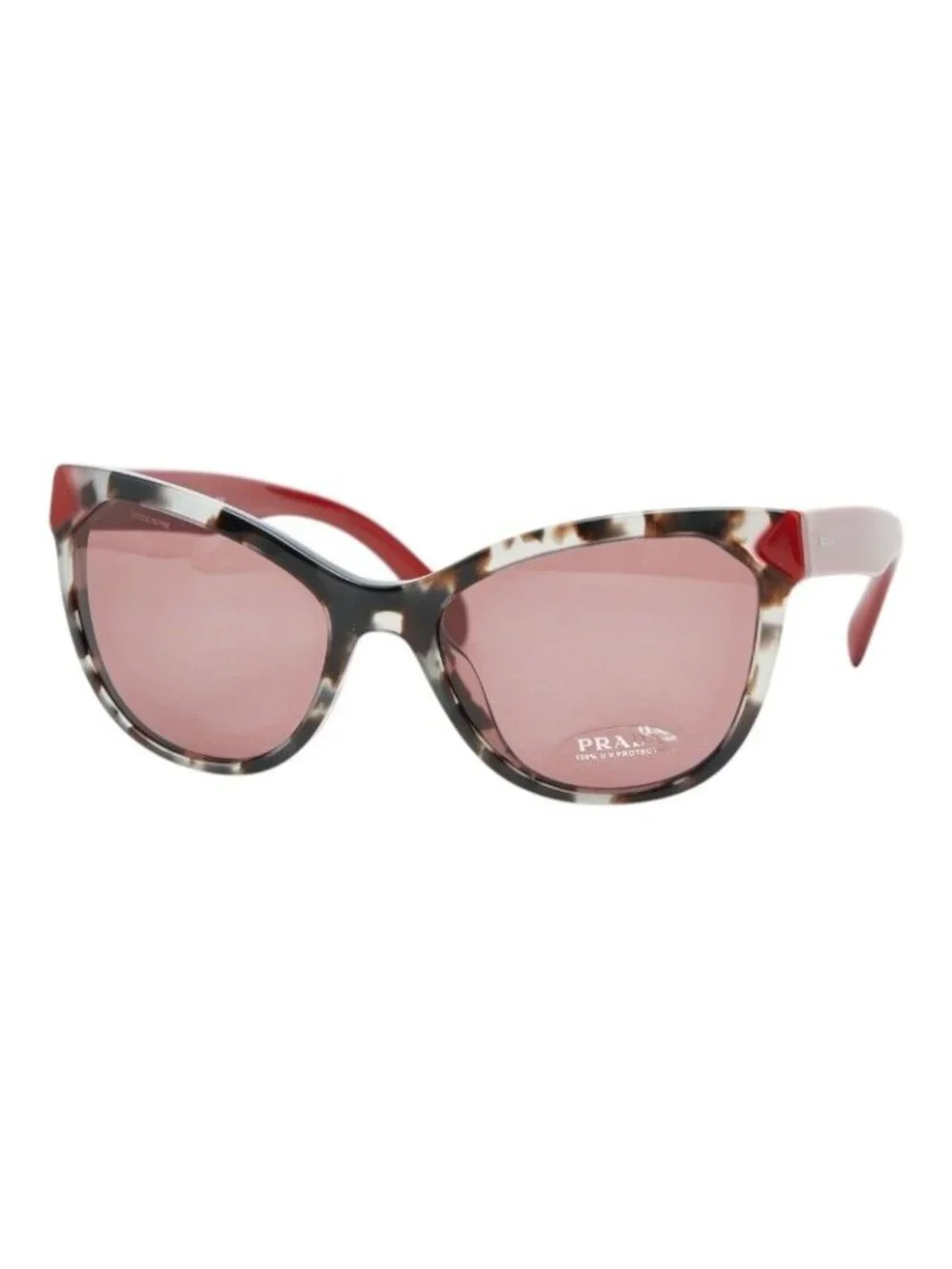 Prada Cat Eye Sunglasses Red Gray Acetate Eyewear